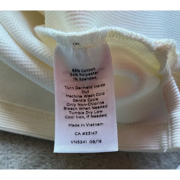 Talbots Women’s Sz.XL Ribbed Portrait Collar Top Blouse Cream cotton Blend - Picture 4 of 10